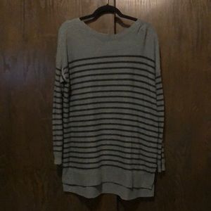 Striped tunic length sweater